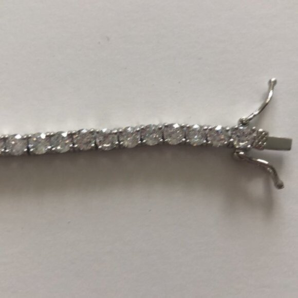 KENNETH JAY LANE Rhodium Plated Round CZ Tennis Bracelet CZ 7" long - Picture 6 of 12